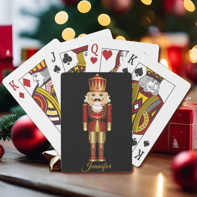Nutcracker Gold Red Personalize Name Gift Poker Cards (Creator Uploaded)