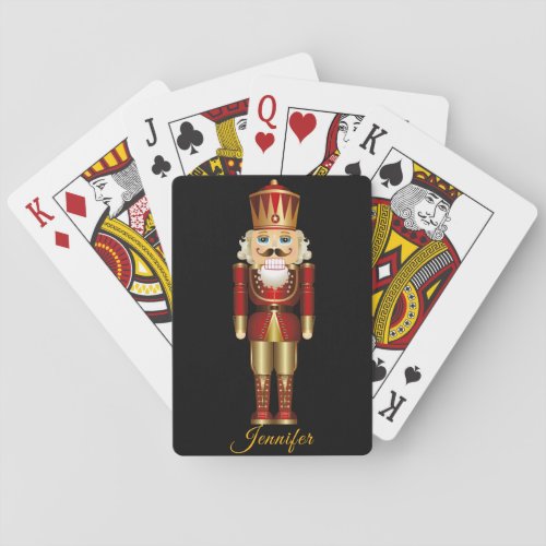 Nutcracker Gold Red Personalize Name Gift Poker Cards