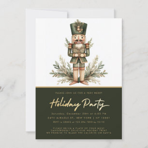 Nutcracker Green Gold Christmas Holiday Party Invitation