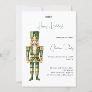Nutcracker Green Minimalist Christmas Party Invitation