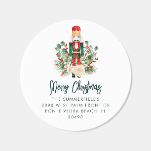Nutcracker Greenery Red Berries Christmas Holiday Classic Round Sticker
