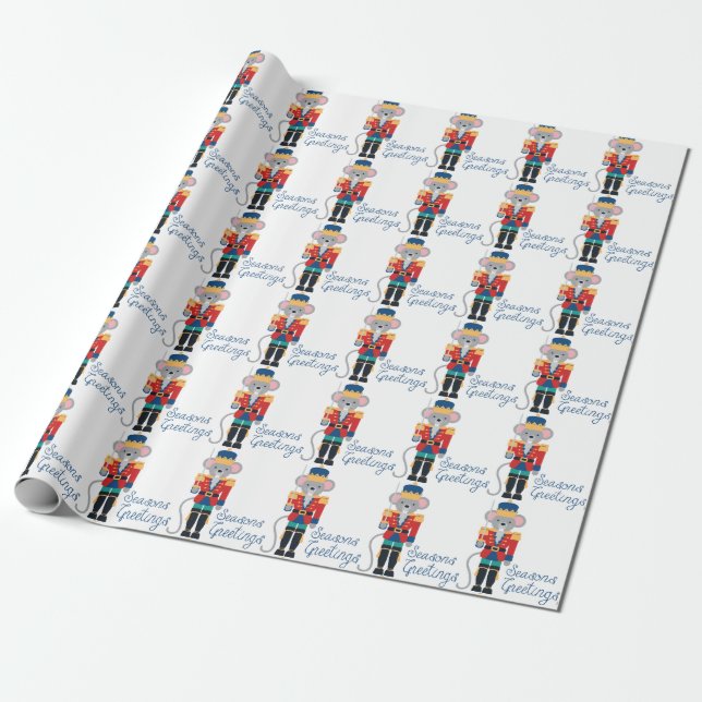 Nutcracker Greetings Wrapping Paper (Unrolled)
