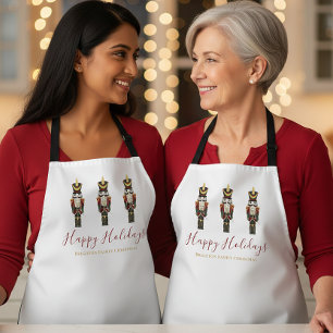 Nutcracker Happy Holidays Classic Christmas Apron