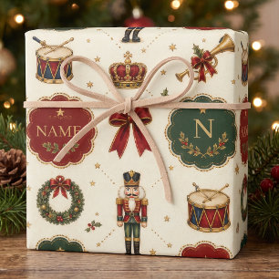 Nutcracker Heritage Christmas Custom Name Wrapping Paper Sheets