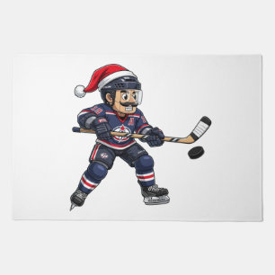 Nutcracker Hockey Athlete Winter Sports Christmas Doormat