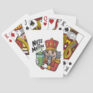 Nutcracker Holding Matcha Latte Funny Nuts For Mat Poker Cards