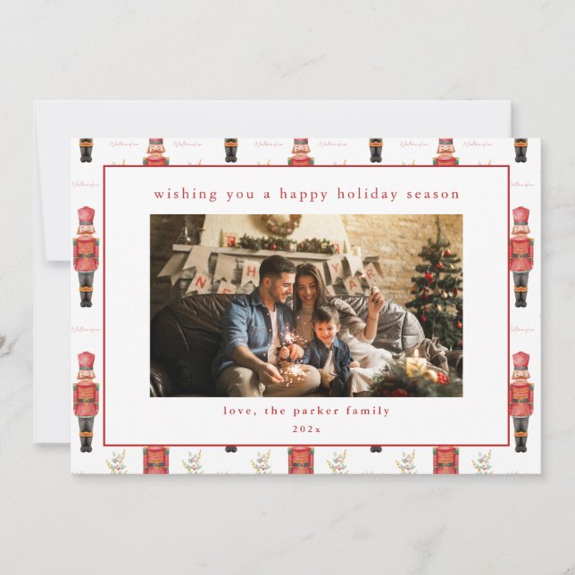 Nutcracker Holiday Christmas Card with Photo (Front)