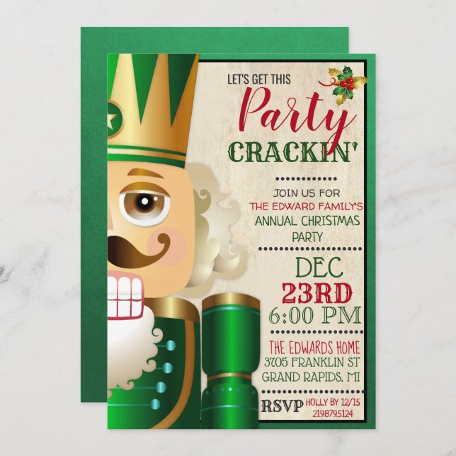 Nutcracker Holiday Christmas Invitation (Front/Back)