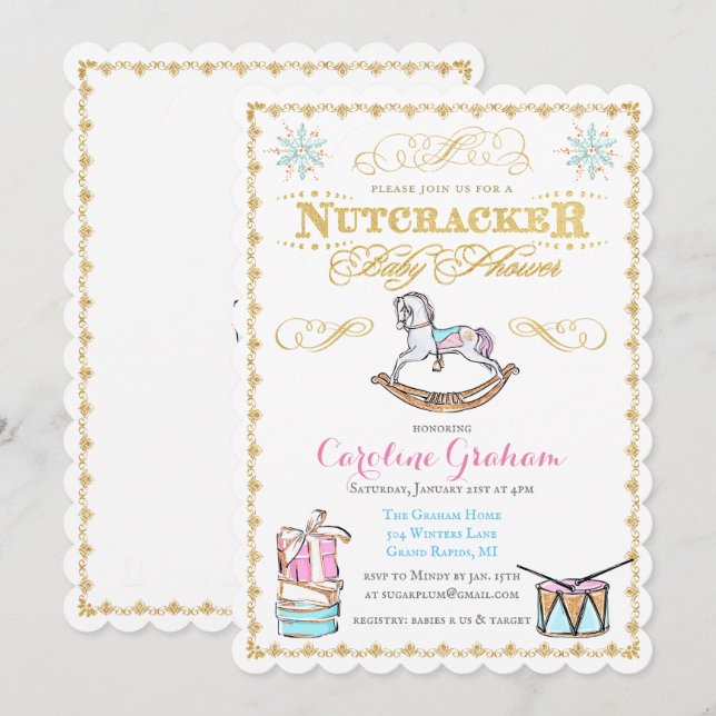 Nutcracker Holiday Winter Baby Shower Invitation (Front/Back)