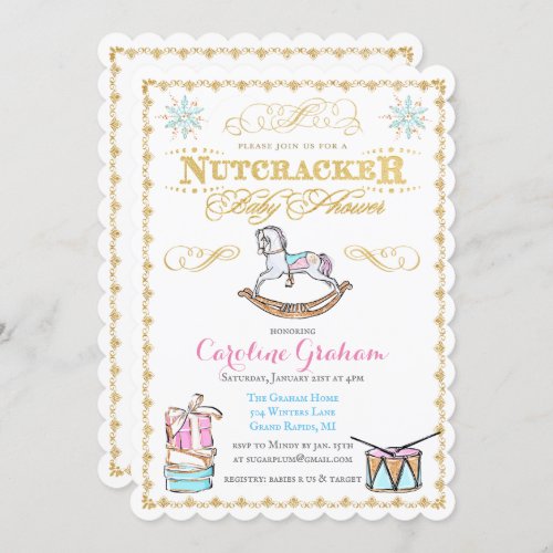 Nutcracker Holiday Winter Baby Shower Invitation