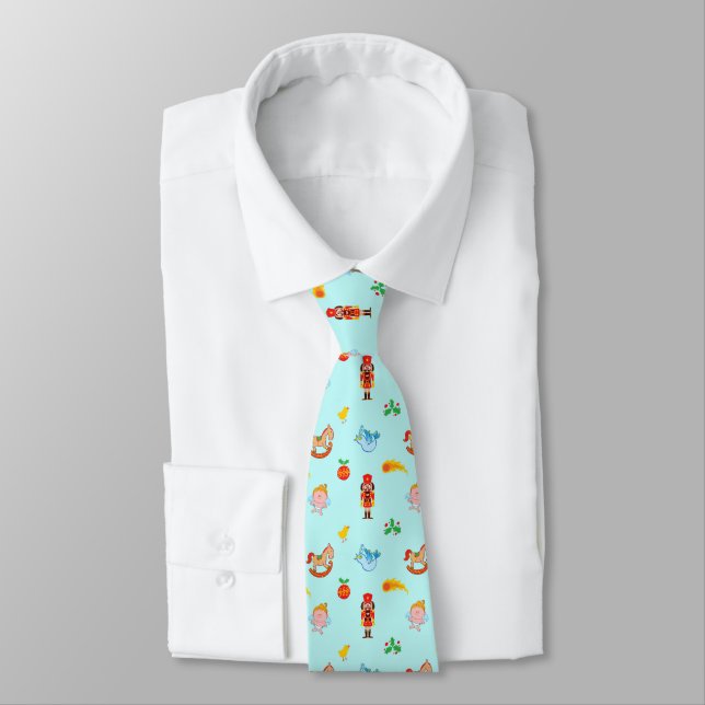 Nutcracker, horse, angel and bird Xmas pattern Neck Tie (Tied)