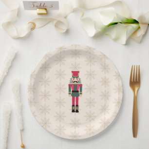 Nutcracker Illustration Snowflake Pattern Paper Plates