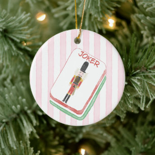 Nutcracker Joker Mahjong Christmas Ceramic Ornament
