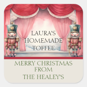 Nutcracker labels for holiday treats, fudge