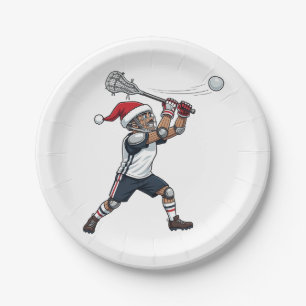 Nutcracker Lacrosse Player Holiday Sports Xmas Paper Plates