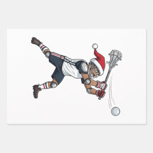 Nutcracker Lacrosse Player Holiday Sports Xmas Wrapping Paper Sheets