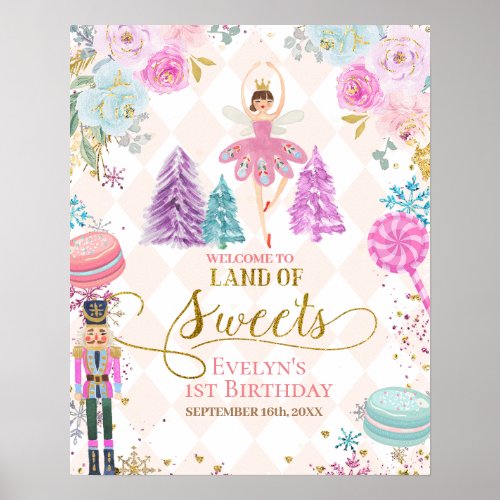 Nutcracker Land of Sweets 1st Birthday Welcome Poster