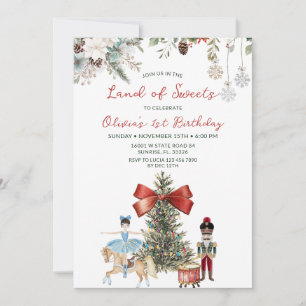 Nutcracker Land of Sweets Ballerina 1st Birthday Invitation
