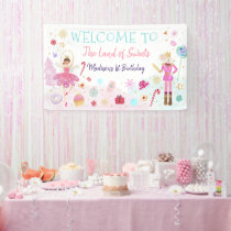 Nutcracker Land of Sweets Pink Gold Birthday Banner
