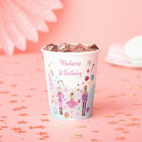 Nutcracker Land of Sweets Pink Gold Birthday Paper Cups