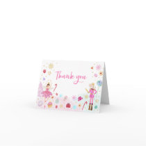 Nutcracker Land of Sweets Pink Gold Birthday Thank You Card