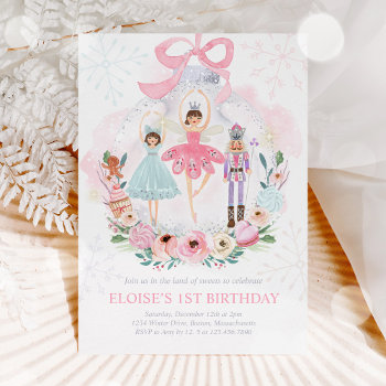 Nutcracker Land Of Sweets Sugar Plum Fairy Pink Invitation by PixelPerfectionParty at Zazzle