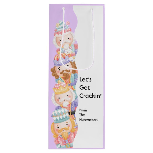 Nutcracker Let's Get Crackin' Christmas Wine Gift Bag (Front)