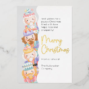 Nutcracker Merry Christmas Foil Holiday Card