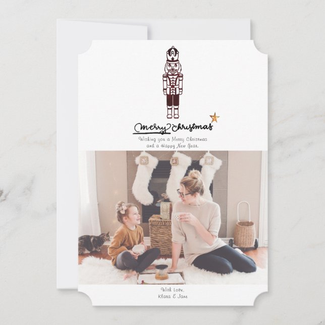 Nutcracker Merry Christmas Holiday Photo Card (Front)