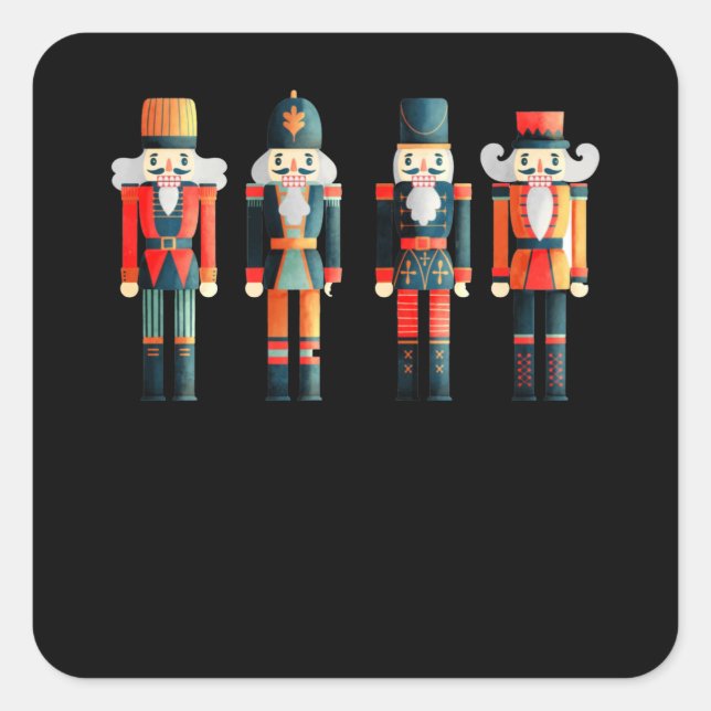 Nutcracker Merry Christmas Square Sticker (Front)