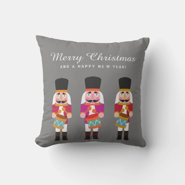 Nutcracker Merry Christmas Throw Pillow (Front)