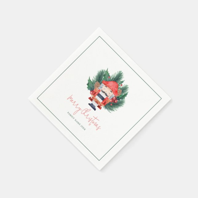 Nutcracker Merry Christmas Typography Napkins (Corner)