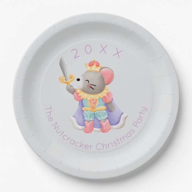 Nutcracker Mouse King Christmas Paper Plates (Front)