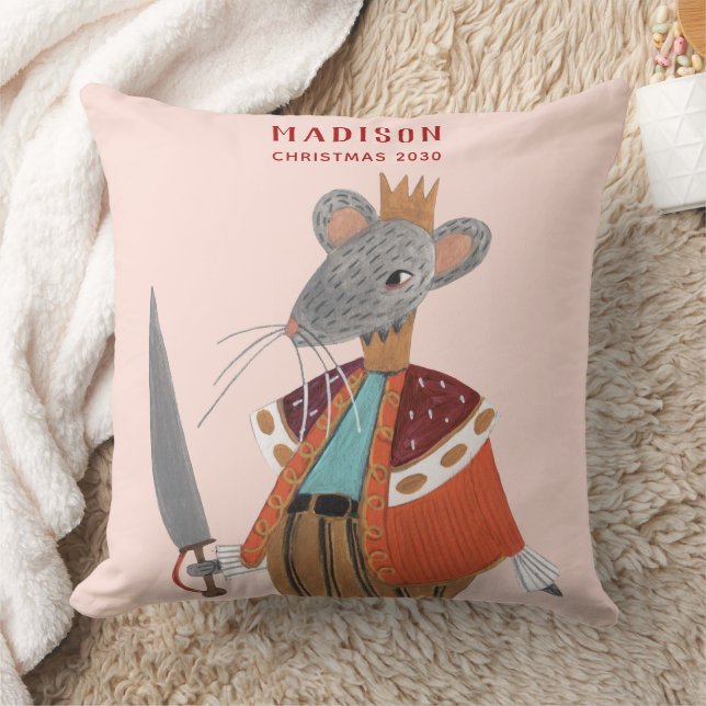 Nutcracker Mouse King pink Throw Pillow (Blanket)