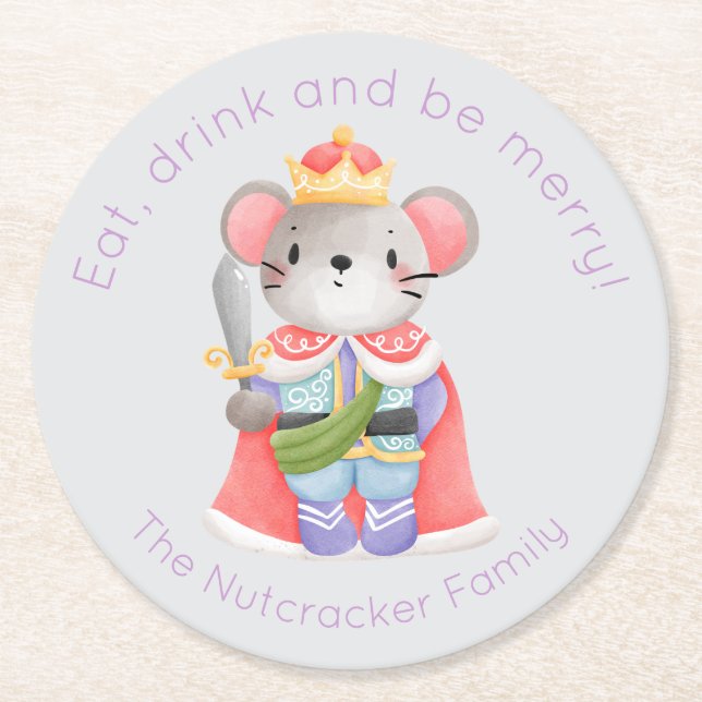 Nutcracker Mouse King Round Paper Coaster (Front)