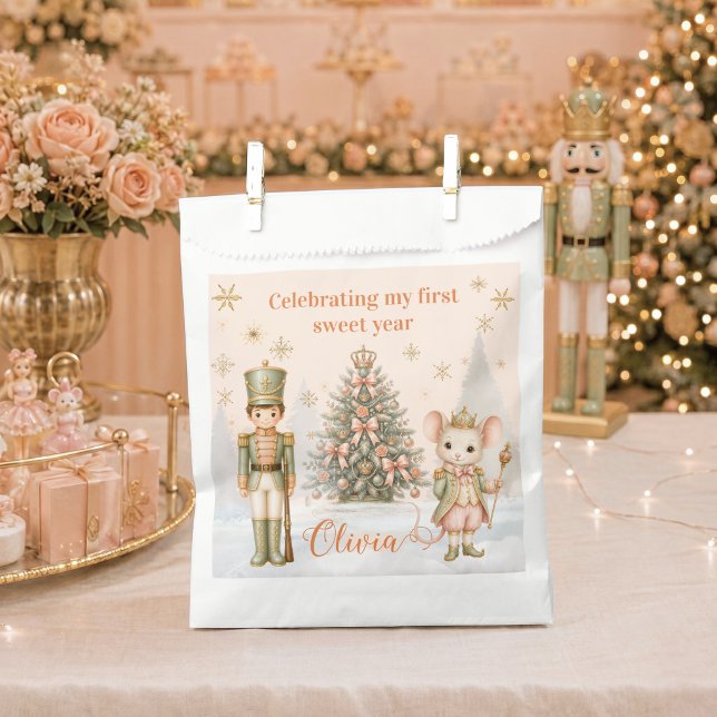 Nutcracker Mouse King Soldier Sweet One Birthday  Favor Bag (Nutcracker Sugar Plum Fairy Soldier Mouse Favor Bag)