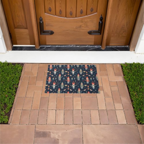 Nutcracker Navy Blue Festive Christmas Doormat