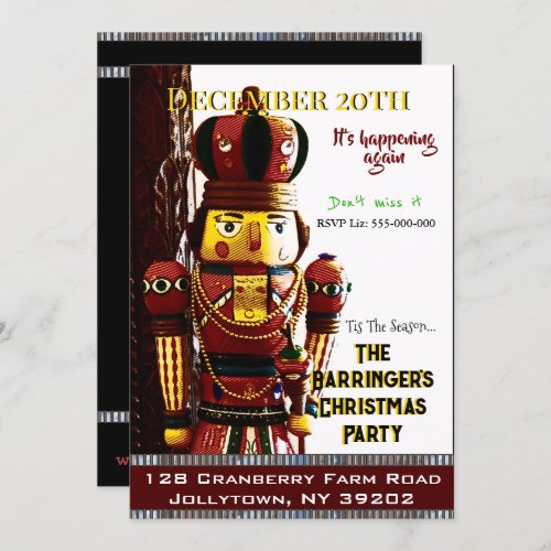 Nutcracker Nelson Merry Christmas Party Invitation