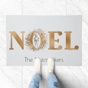 Nutcracker Noel Gold Typography Custom Christmas Doormat