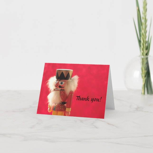 nutcracker on red thank you card (Front)