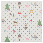 Nutcracker on White and Gold Polka Dot Fabric