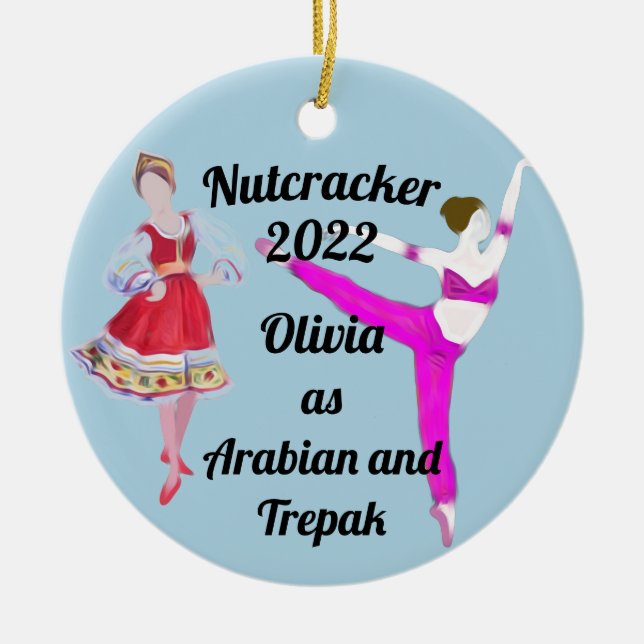 Nutcracker Ornament- Arabian and Trepak Ceramic  C Ornament (Front)