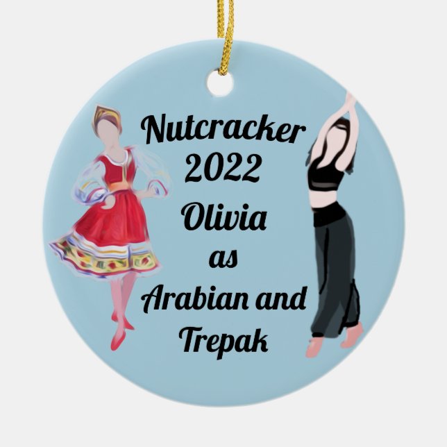 Nutcracker Ornament- Arabian and Trepak Ceramic  Ornament (Front)