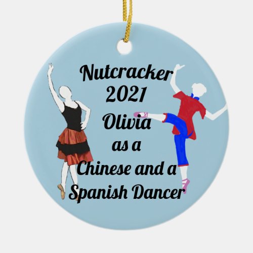 Nutcracker Ornament_Chinese and  Spanish Dancer Ce Ceramic Ornament