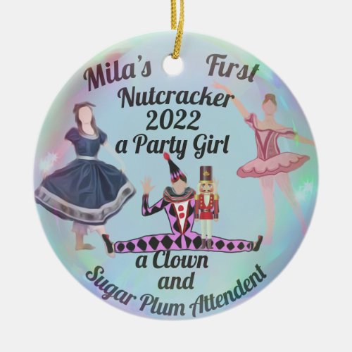 Nutcracker Ornament_Clown party girl attendant  Ceramic Ornament