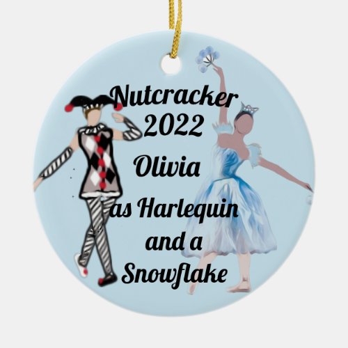 Nutcracker Ornament_Harlequin and SnowflakeCeramic Ceramic Ornament