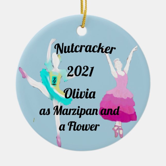 Nutcracker Ornament-Marzipan and a Flower Ceramic  Ceramic Ornament (Front)