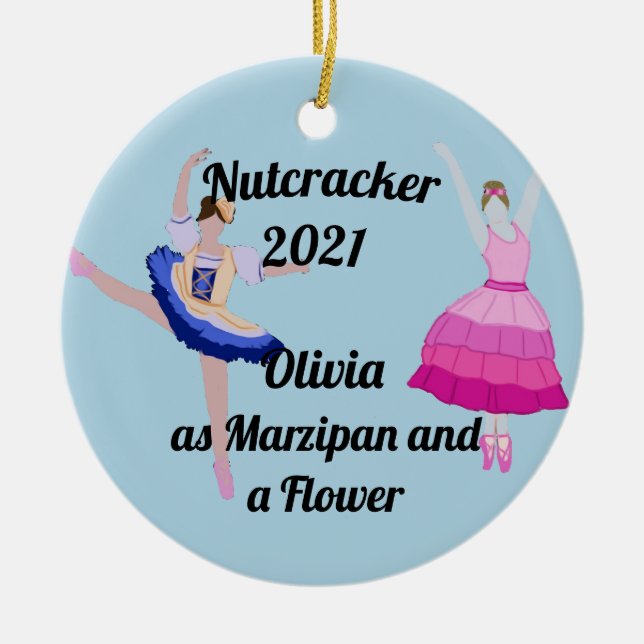 Nutcracker Ornament-Marzipan and a Flower Ceramic Ornament (Front)