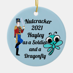 Nutcracker Ornament-Soldier and Dragonfly  Ceramic Ornament