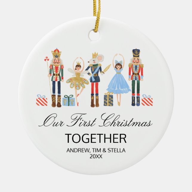 Nutcracker Our First Christmas Together Ceramic Ornament (Front)